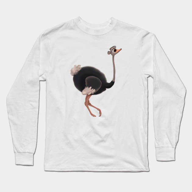 Cute Ostrich Drawing Long Sleeve T-Shirt by Play Zoo